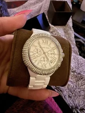 Michael Kors MK5843 Women's Runway  White Ceramic Chronograph Watch