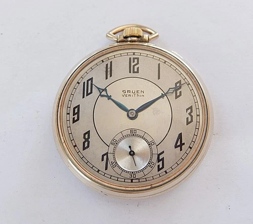 1910/20 10K ROLLED GOLD CASED GRUEN 17 JEWELS SWISS LEVER POCKET WATCH WORKING