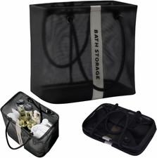 Large Mesh Shower Caddy Foldable College Dorm Gym Bathroom Organizer Tote Black