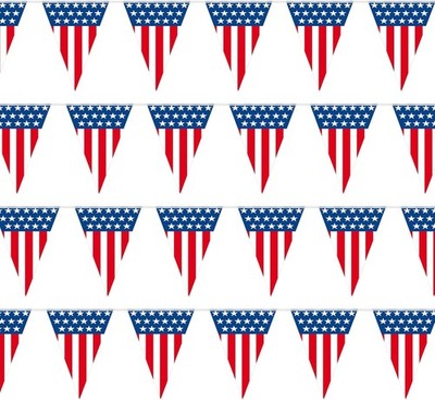 USA Flag Pennant Banner 100  FT. Long American String Flags 18  Inch Tall