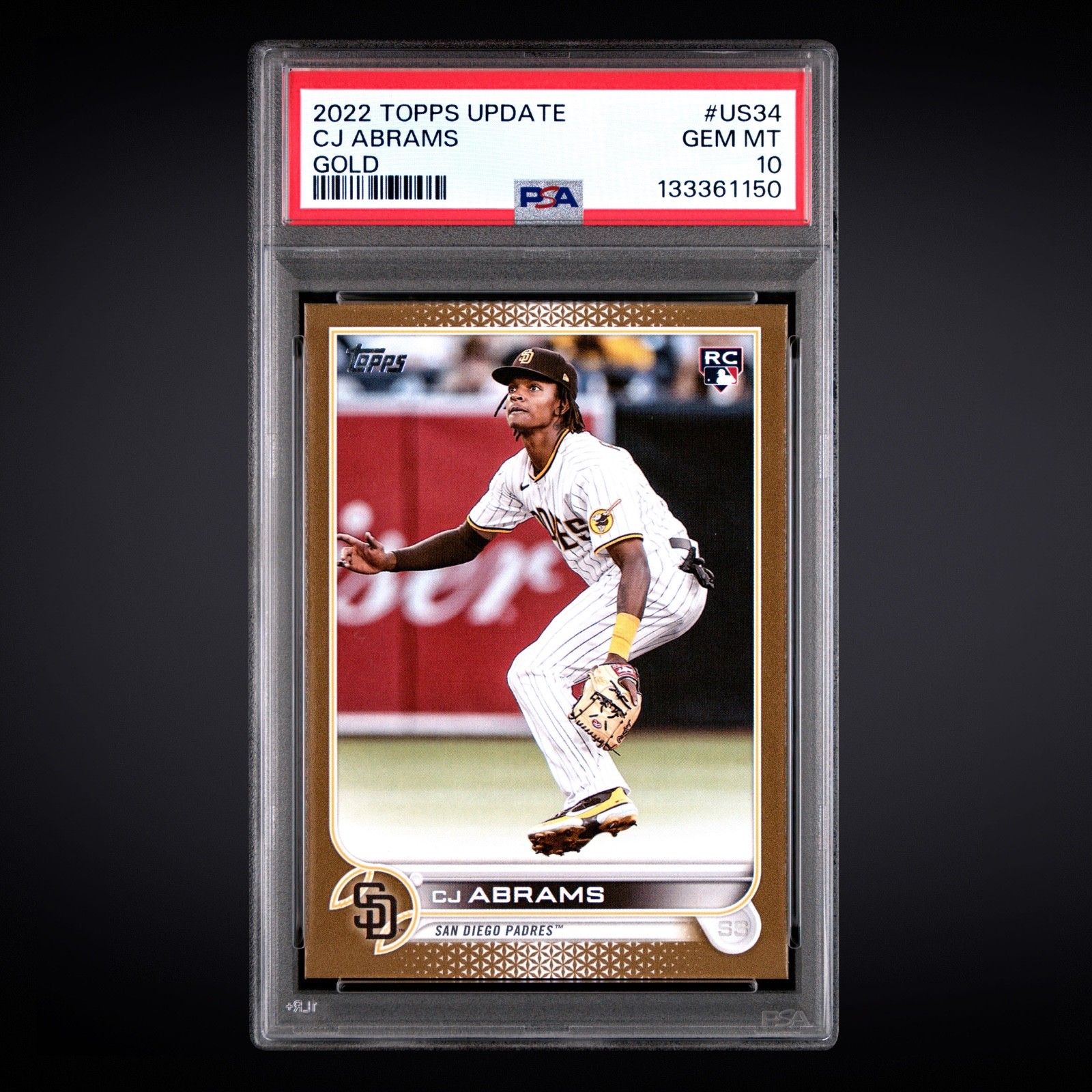 2022 TOPPS UPDATE  GOLD #US34 CJ ABRAMS PADRES RC PSA 10