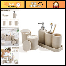 6-Piece Modern Bathroom Accessory Set - Soap Dispenser, Toothbrush Holder, Tumbl