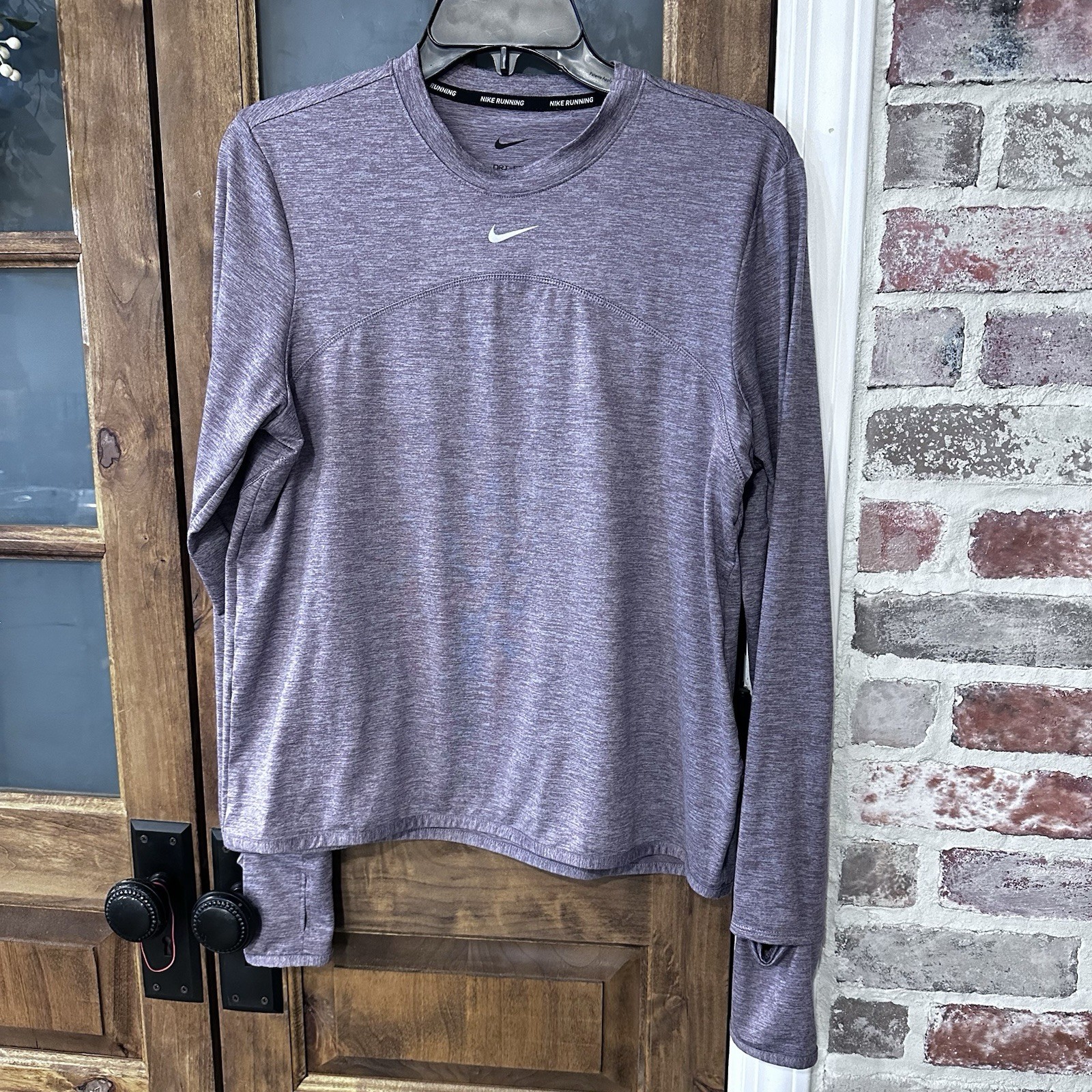 NIKE Running Dri-Fit Women's Crewneck Shirt Purple Size M Reflective