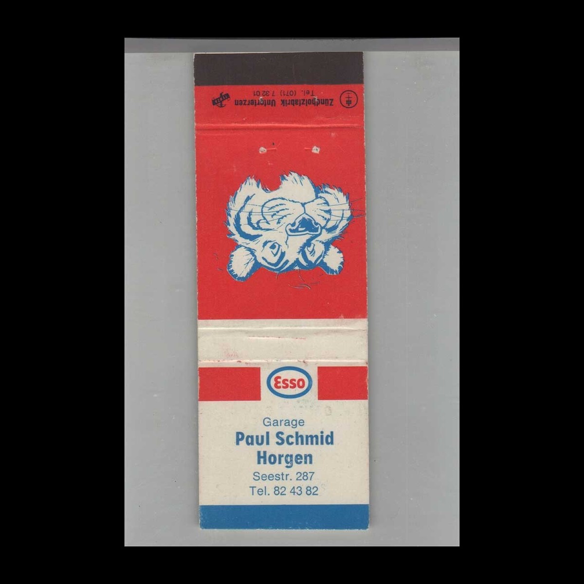 Matchbook Cover - Tiger Paul Schmid Horgen Esso Gas Station