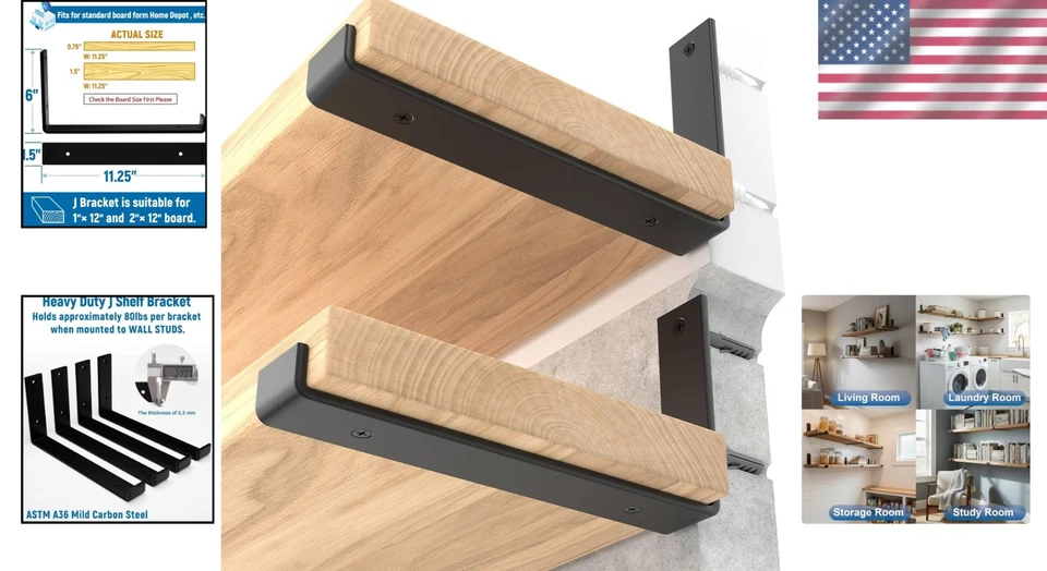 Industrial Floating Shelf Support Brackets x12 - Image 2 of 4