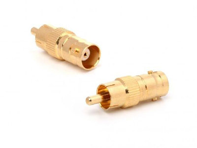 50PCS lot RCA female to F Plug male TV coax adapter for CCTV Gold plated