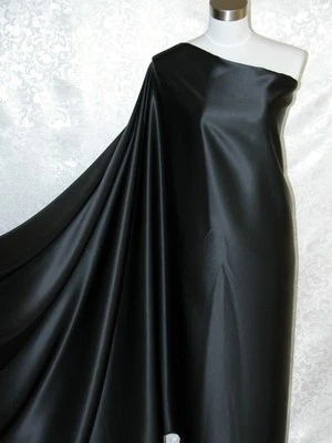 New 100% Silk Charmeuse Fabric Absolute Black Per Yard