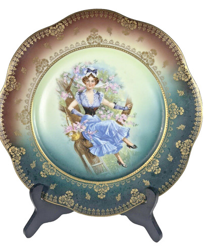 Antique Royal Vienna Beehive Z.S.&Co Bavaria Mignon Woman Hand Painted Plate - Picture 2 of 7