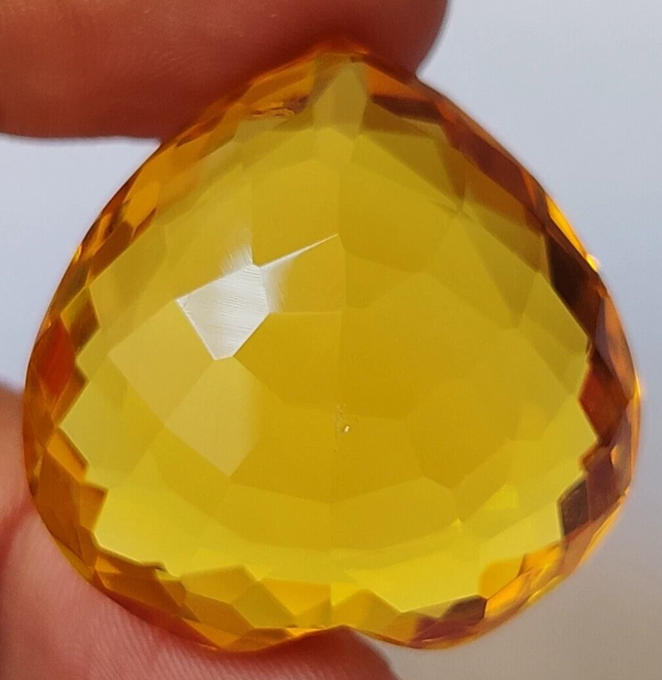 Grande Increíble Amarillo Citrino 80 Ct. Corazón Facetado Corte Gema Suelta para Mujer Especial Foto 3 de 4