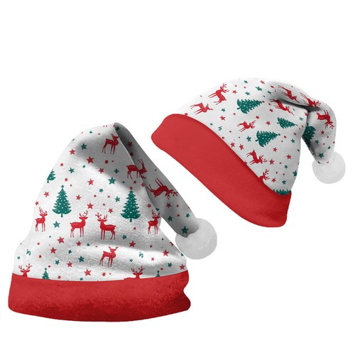 Merry Christmas Santa Claus Hat Happy New Year Christmas Party 3D Print Xmas Hat - Picture 7 of 15