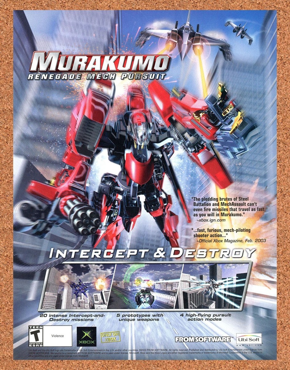 Murakumo Renegade Mech Pursuit Xbox Original 2002 Ad Authentic