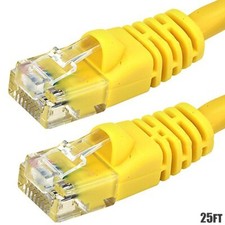 25FT CAT6 RJ45 Network LAN Ethernet Patch Cable UTP Copper Wire 24AWG Yellow