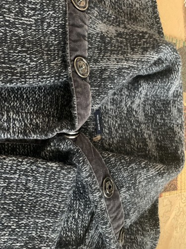 Maglione Cardigan Magaschoni Blu Marled Lana Miscela Angora Lavorato a Maglia, Donna L - Foto 9 di 12