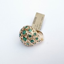 Temple St Clair 18K Yellow Gold Faceted Lattice Dome Ring Emerald & Diamond 7
