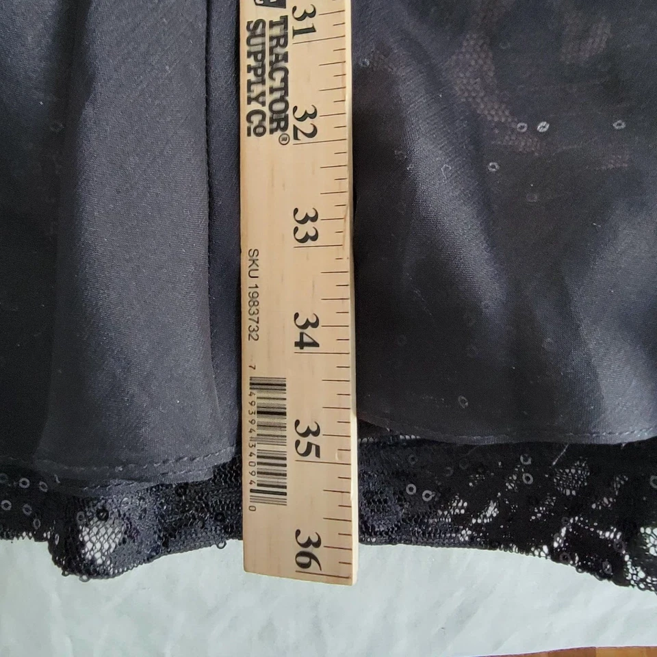 Vestido negro sin mangas SLNY Fashions New York talla grande Dobladillo de lentejuelas de encaje 22W #3169 Foto 4 de 4