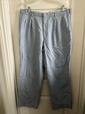 Lacoste Japan Linen Blend Pleated Golf Pants 36X28 Chino Sky Blue Shirt Gripper