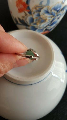 Genuine Water Green 4.8ct Jadeite Jade (Type A) 925 Silver Ring SIZE Adjustable - Picture 9 of 12