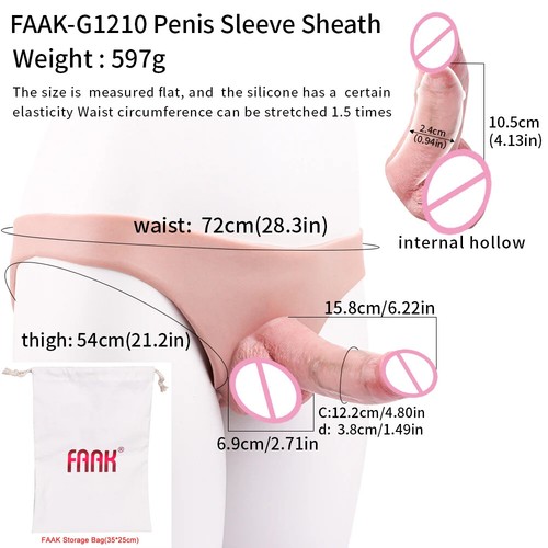 FAAK Silicone Penis Sleeve Pants Briefs Wearable Hollow Sleeve Underwear for Men - Picture 32 of 37