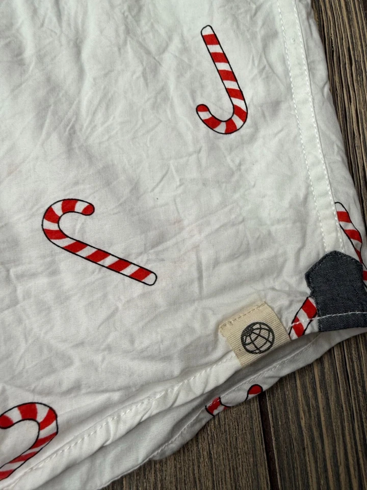 Camisa Free Planet Para Hombres Estampado Bastón de Caramelo Manga Corta Abotonada Blanca/Roja S Foto 3 de 4