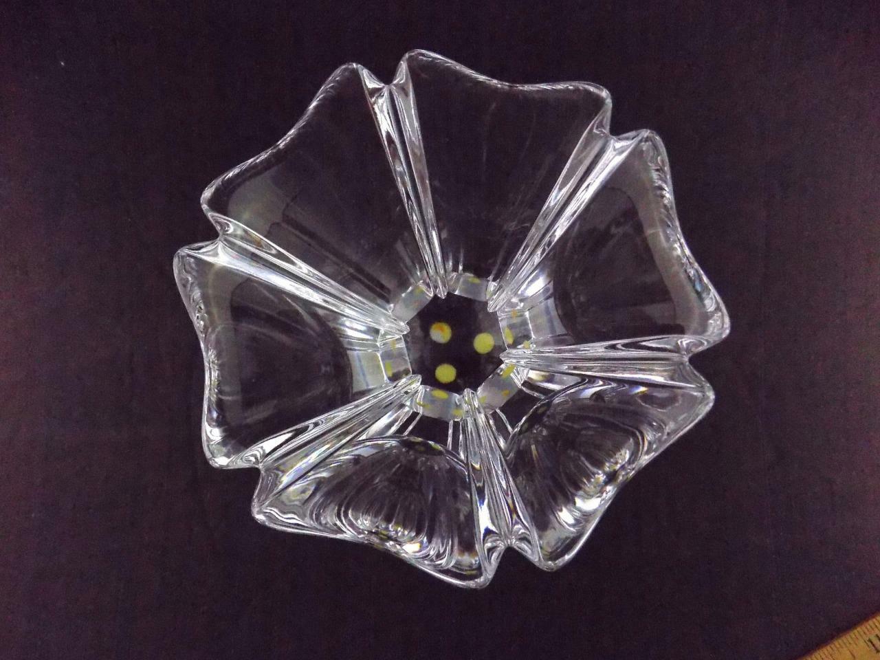 Orrefors Flower Bowl Six Petal 6 Petals Design Clear Crystal Sweden Signed VG