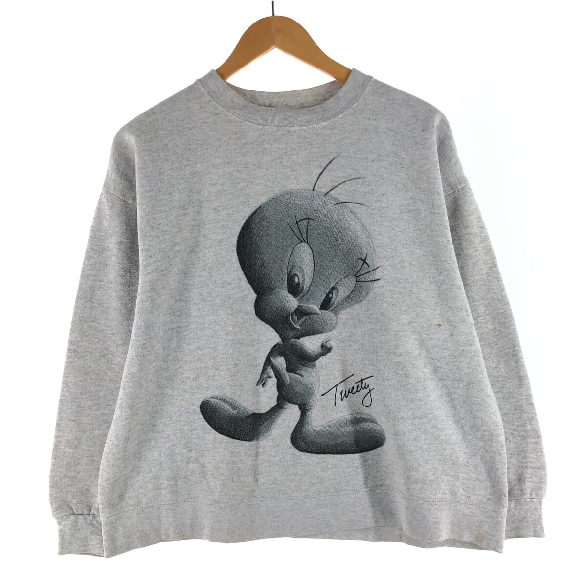 90'S LOONEY TUNES Back Print Game Shirt Baseball Shirt Men's Size L Vintage unclear Beige type Vintage Second Hand
