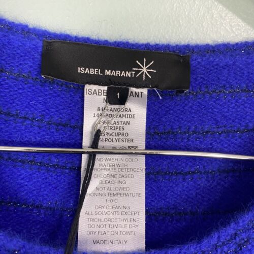 Isabel Marant Striped Sweater Dress Blue Black Angora Blend Mini Sz S - Picture 3 of 4
