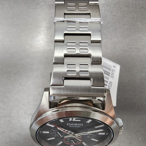 Casio MTP-E350 Watch Men 39mm Black Dial Steel Daydate Round Metal Bracelet 50M - Picture 5 of 10