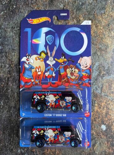 Hot Wheels Warner Bros WB 100th Anniversary Custom '77 Dodge Van Lot of 2