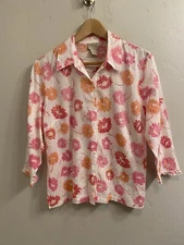 Sigrid Olsen Sport Women’s Size Medium Swiss Dot 3/4 Sleeve Blouse