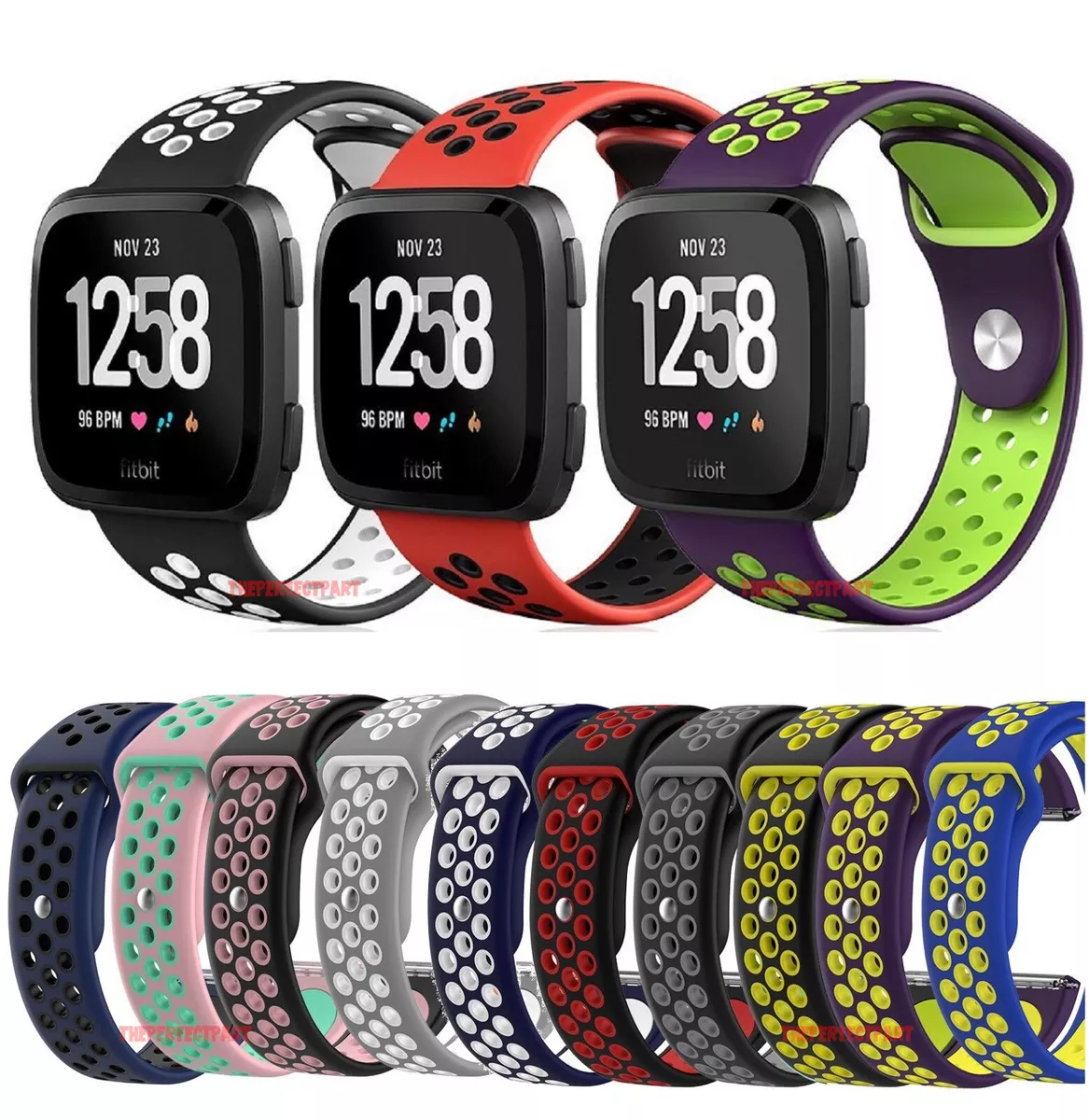 Correa de reloj deportiva transpirable con correa de silicona deportiva  transpirable para Fitbit Versa 2 1/Lite