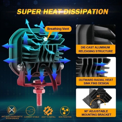 2x AUXBEAM 3" LED Cube Pods Off Road Driving Lights Spot Light w/ Cover for Ford - Foto 10 di 12