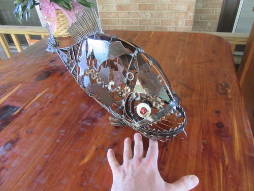 Metal Piranha Sculpture-Welded Art-Scrap Metal-Steel Art-Fish Sculpture-Welding - Picture 10 of 10