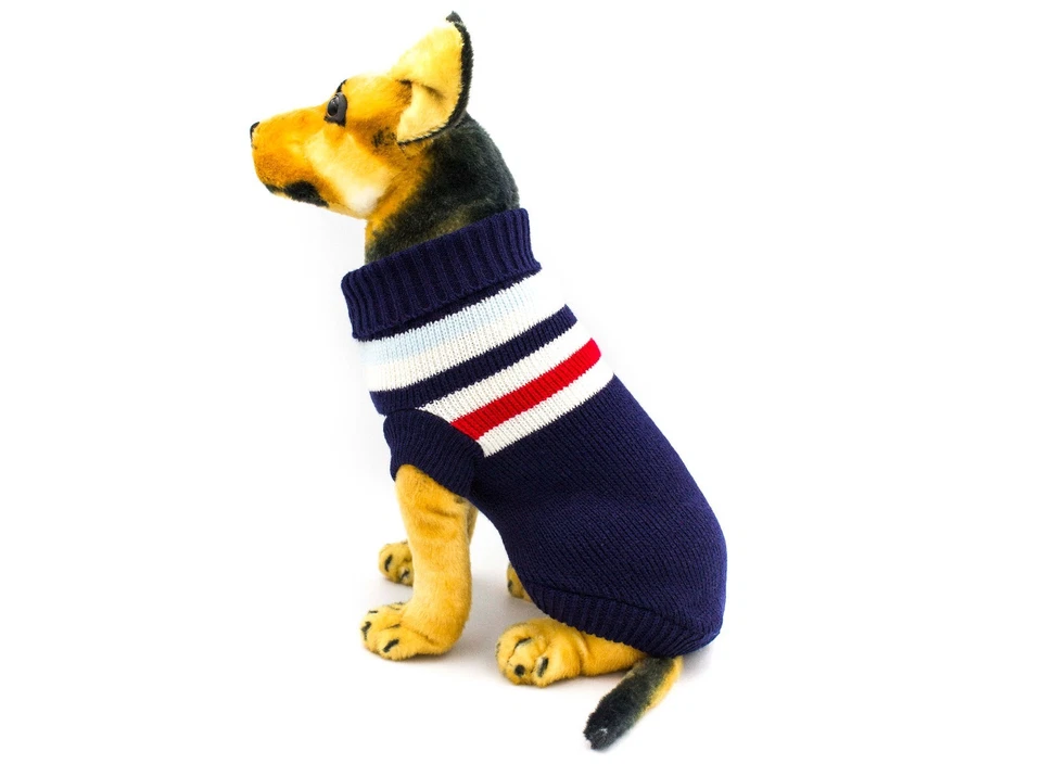 AXEL PETS Elegant Stripes Knit Turtleneck Winter Warm Sweater for Dog and Puppy - Image 2 of 4