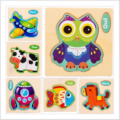 Wooden Puzzles Toddler, Montessori Sensory Toys! Set Of 6 Puzzles. Ages 1 To 3!