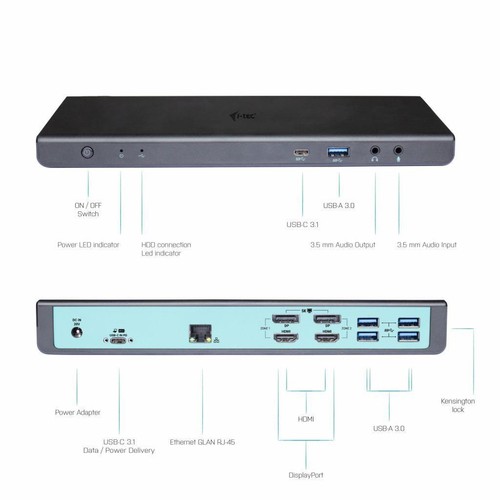 i-tec USB-C Thunderbolt 3 Dual Display Docking Station, Power Adapter 85W - 第 1/11 張圖片