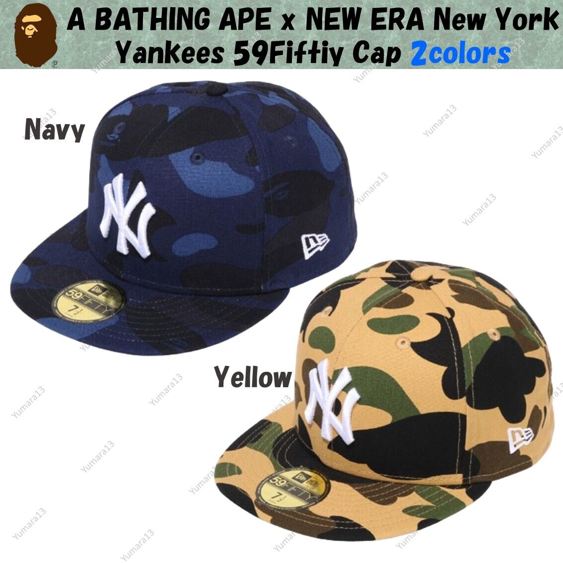 A BATHING APE x NEW ERA New York Yankees 59Fiftiy Cap Navy A BATHING APE x NEW ERA New York Yankees 59Fiftiy Cap Navy