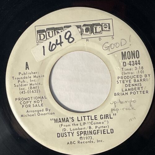 Dusty Springfield 45 RPM Promo Platte Mama's Little Girl Stereo Mono Dunhill