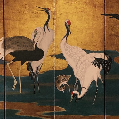 Japanese Art Byobu Folding Screen Japanese Masterpieces: Flock of Cranes - Picture 3 of 6