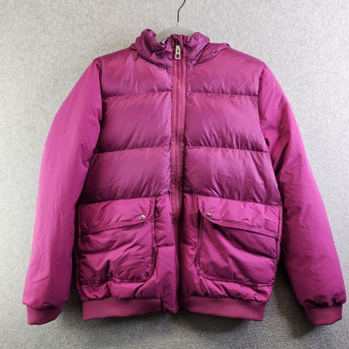 Ivivva Jacket Girls 14 Pink Down Puffer Coat By Lululemon Hide Away Hood Quilted - Picture 17 of 17