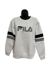 New FILA Natalie Womens Sz XL Sweatshirt Pullover Crewneck White Black Gray Logo