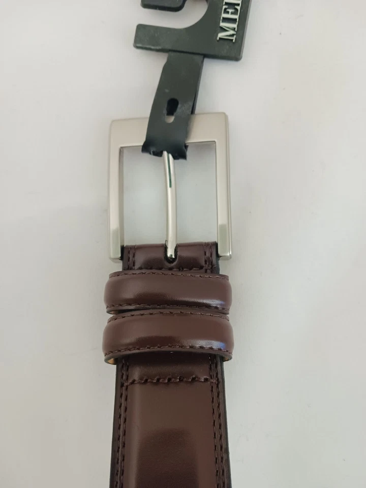 Cinturón Marrón Imitación Cuero 32"-36" Nuevo con Etiquetas, Cinturón de Vestir Clásico Merona Para Hombre Foto 3 de 4