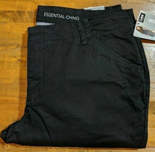 LEE ESSENTIAL CHINO MIDRISE STRAIGHT LEG PANTS - Women's 18 Short (Black) NWT