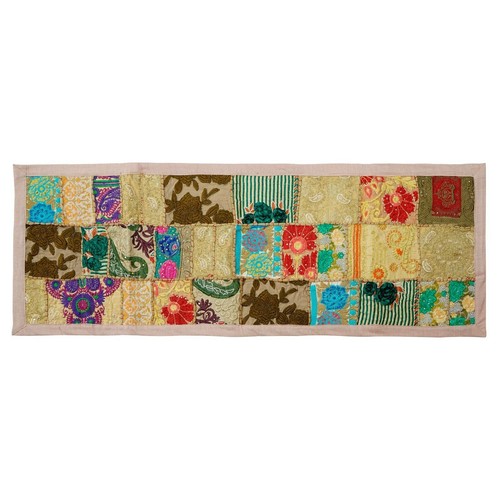 Handmade Cotton Patchwork Table Runner Embroidered Dining Table Tapestry - Picture 3 of 34