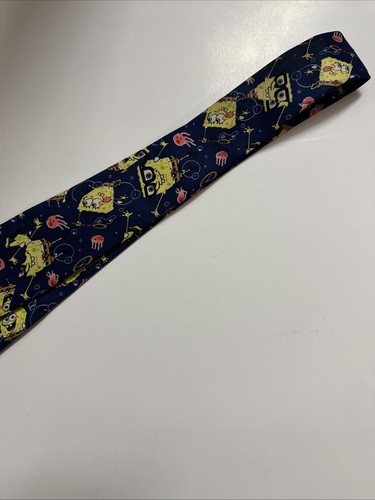 SpongeBob SquarePants Men's Tie Chasing Jellyfish Blue Nickelodeon 2005 Blue - Picture 4 of 4