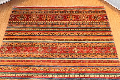 HANDMADE Jewel Color Wool Rug 5' x 7' COLORFUL FINE QUALITY red, blue, 5x7 ft. - Picture 3 of 10