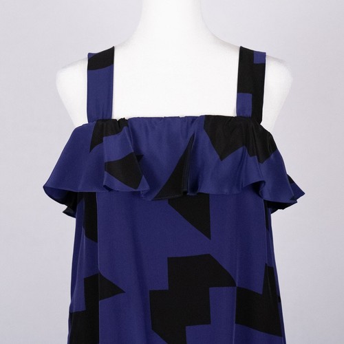Amanda Uprichard Women's Size MEDIUM 100% Silk Shift Mini Dress Ruffled Colorful - Picture 2 of 6