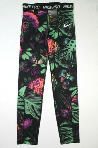 Nike Pro Black Floral Tropical Print 