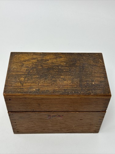 Vintage Weis Wooden Dovetailed Recipe Box Brass Side Hinges - Picture 6 of 12