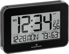 Marathon Crystal Framed Atomic Wall Clock - Black - Model CLO30060BK