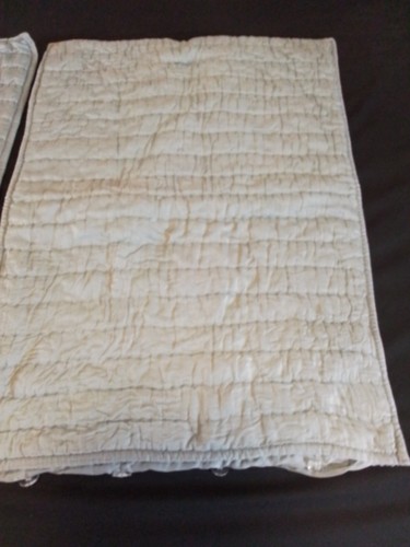 Pottery Barn Pillow Shams Pair Green Pick-Stitch Quilted Cotton Rectangle Shape - Picture 9 of 14